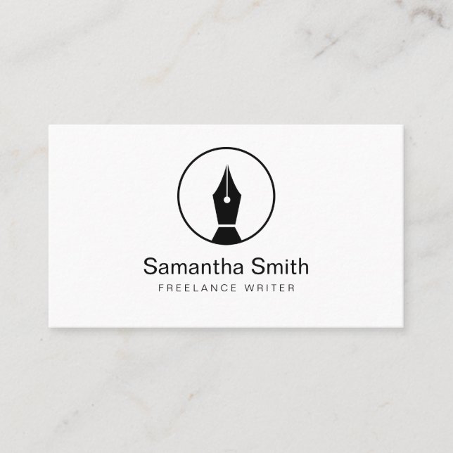 Pen Logo Freelance Writer and Calligraphy Writer Business Card (Front)