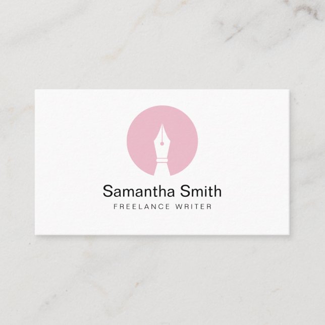 Pen Logo Freelance Writer and Calligraphy Writer Business Card (Front)