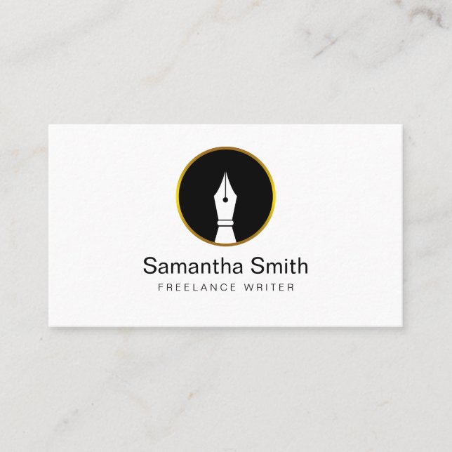 Pen Logo Freelance Writer and Calligraphy Writer Business Card (Front)
