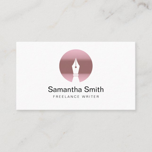 Pen Logo Freelance Writer and Calligraphy Writer Business Card (Front)