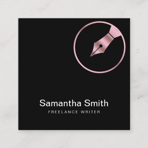 Pen Logo Freelance Writer and Calligraphy Writer Square Business Card