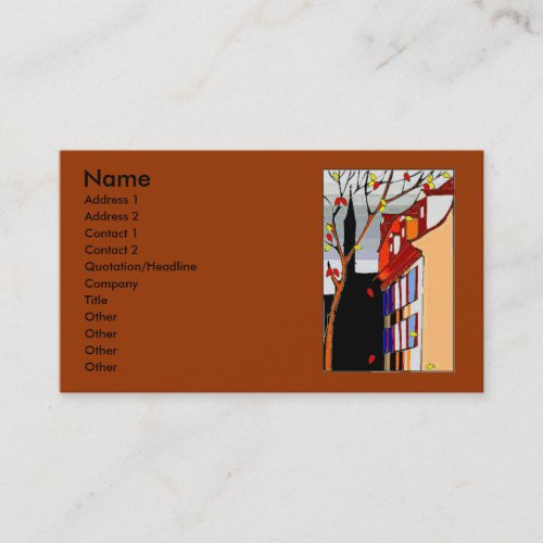 Pen on back Autumn scene on front Business Card Template