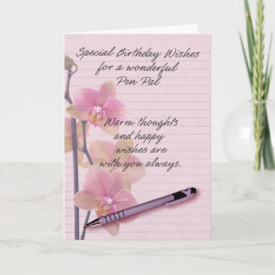 Pen Pal Birthday Card with floral writing paper