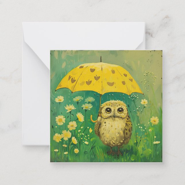 Pen Pal Pals: Send Raindrops & Smiles with Owl Note Card (Front)