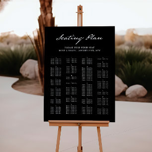 Pen Script Minimalist Black Wedding Seating Chart Foam Board
