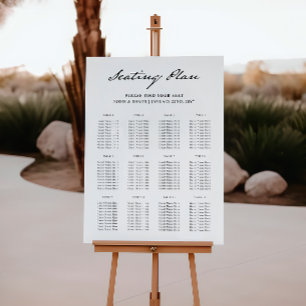Pen Script Minimalist White Wedding Seating Chart Foam Board