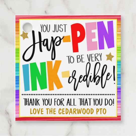 Pen Thank You Gift Tag Zazzle com