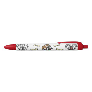 Pen with english bulldog pattern