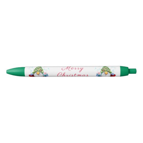 Pen with Gnome with Christmas Tree Hat and Gift