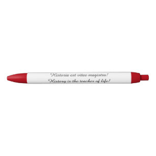 Pen with latin proverb (History is the teacher .)
