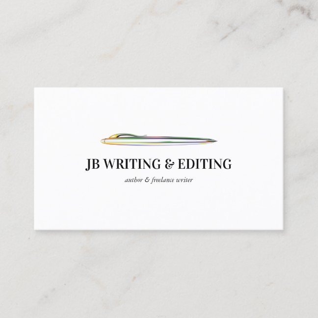 Pen Writer Blogger Green Yellow Ballpoint Business Card
