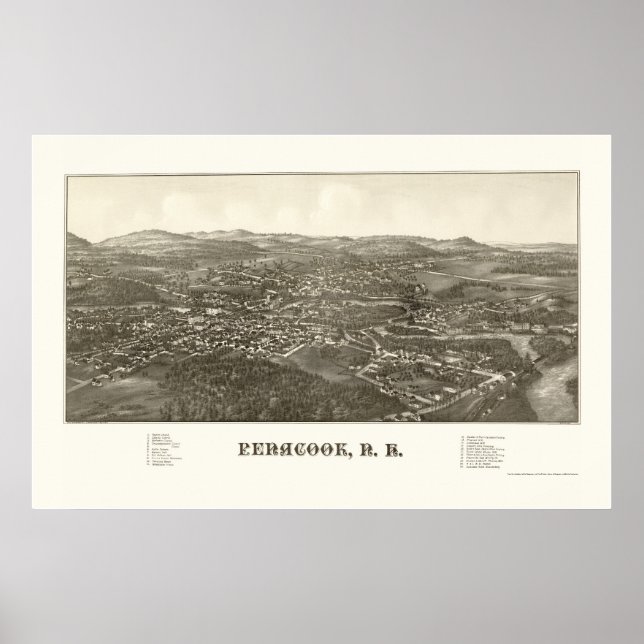 Penacook, NH Panoramic Map - 1887 Poster (Front)
