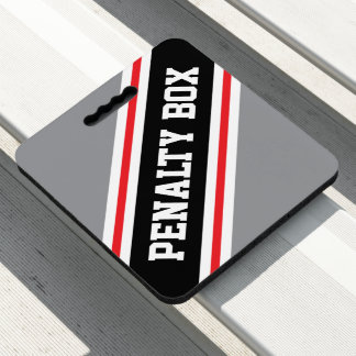 PENALTY BOX Bold Athletic Black White Gray Stripes Seat Cushion