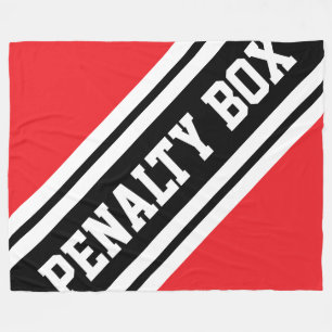 PENALTY BOX Bright Red Black White Racing Stripes Fleece Blanket
