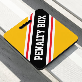 PENALTY BOX Sporty Black Red White Yellow Stripes Seat Cushion