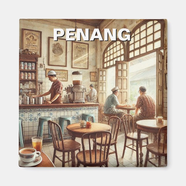 Penang Malaysia Shophouse Kopitiam Travel Magnet (Front)