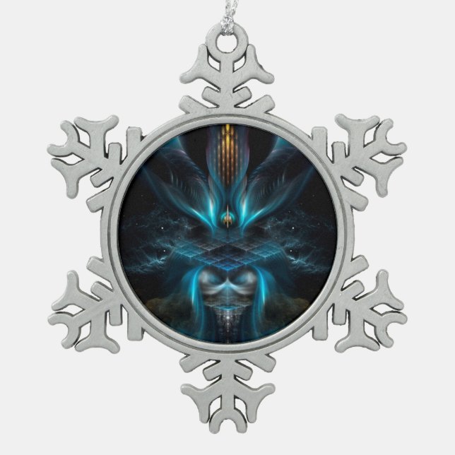 Penapia Fractal Art Pewter Snowflake Ornament (Front)