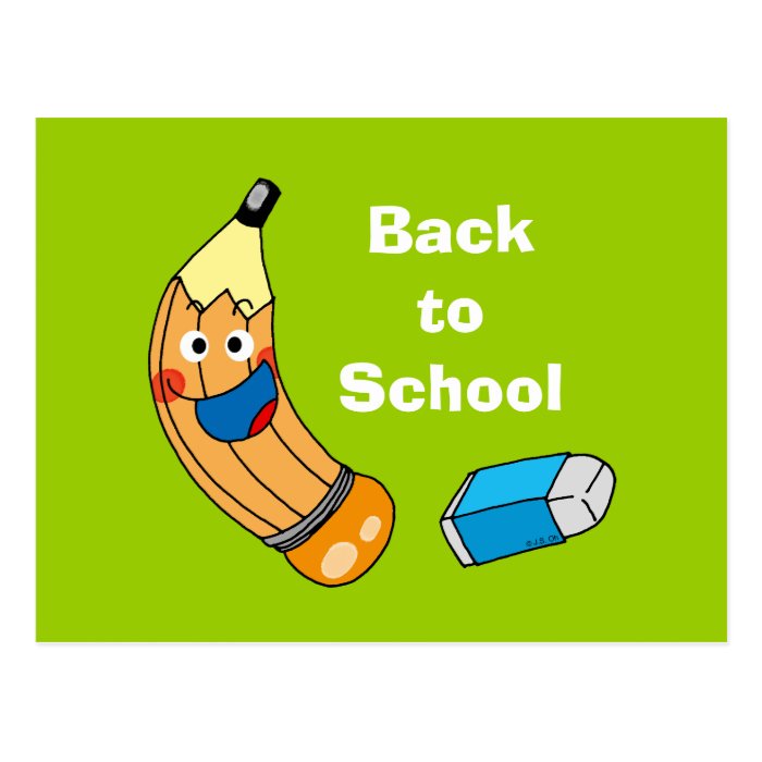 Pencil and eraser, back to school postcards