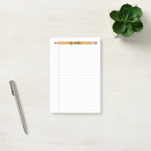 pencil and paper personalized teacher post-it notes