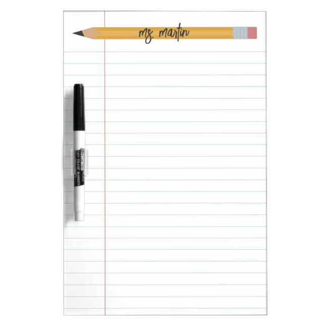  Pencil and Paper Personalized Teacher Stationery Dry Erase Board (Front)