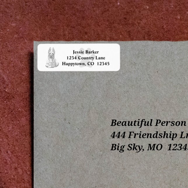 Pencil Art Belgian Malinois Return Address Label (Creator Uploaded)