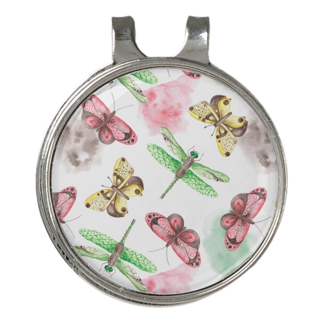 Pencil Art Butterfly Drawing Golf Hat Clip (Front)