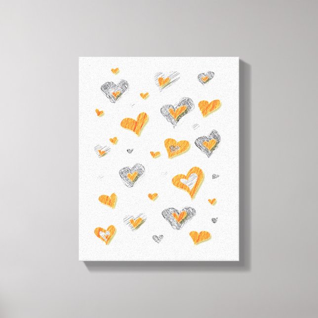 Pencil Art Hearts Wrapped Canvas Print (Front)