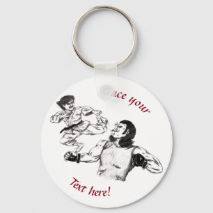 Pencil art Karate fighter vs MMA fighter battle Keychain