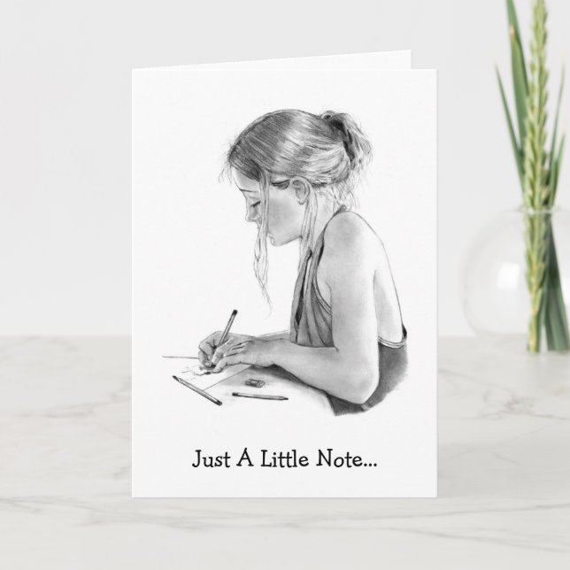 PENCIL ART NOTE CARD, DRAWING CARD (Front)