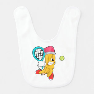 Pencil at Tennis with Tennis racket Baby Bib