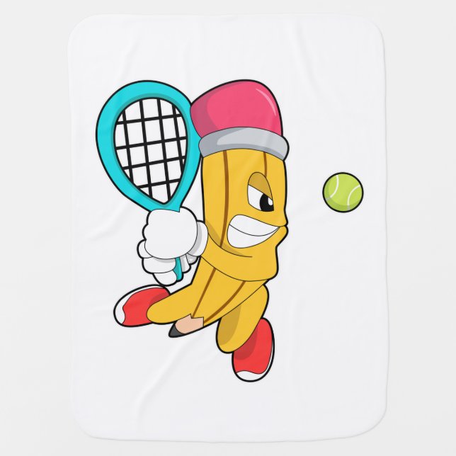 Pencil at Tennis with Tennis racket Baby Blanket (Front)