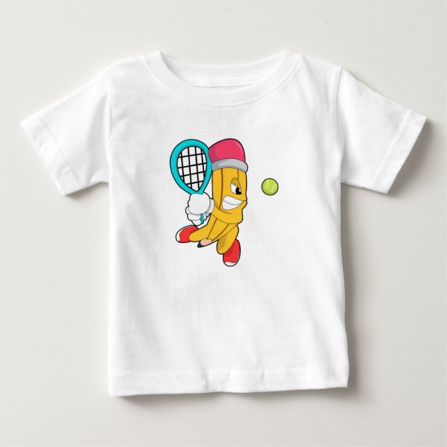 Pencil at Tennis with Tennis racket Baby T-Shirt (Front)