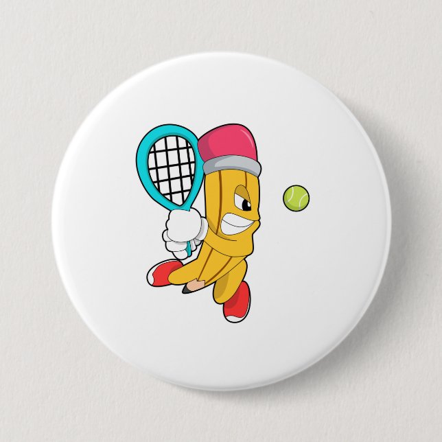 Pencil at Tennis with Tennis racket Button (Front)