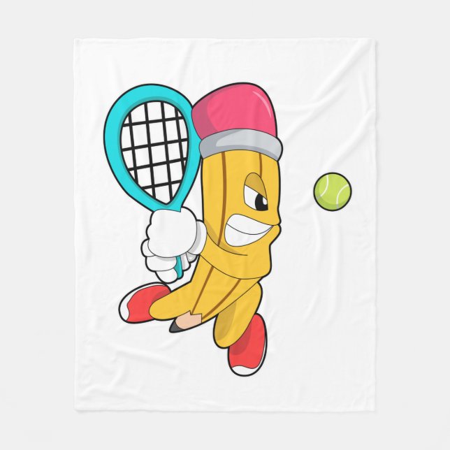 Pencil at Tennis with Tennis racket Fleece Blanket (Front)