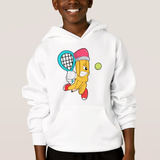 Pencil at Tennis with Tennis racket Hoodie (Front)