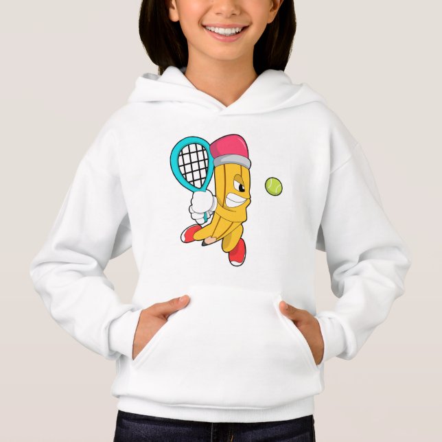 Pencil at Tennis with Tennis racket Hoodie (Front)