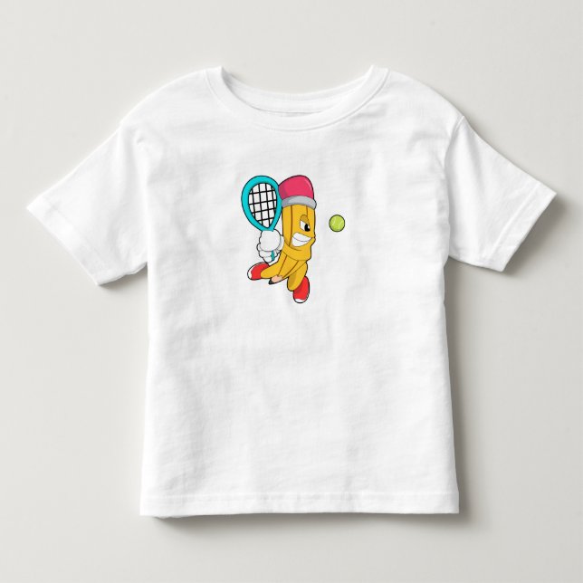 Pencil at Tennis with Tennis racket Toddler T-shirt (Front)