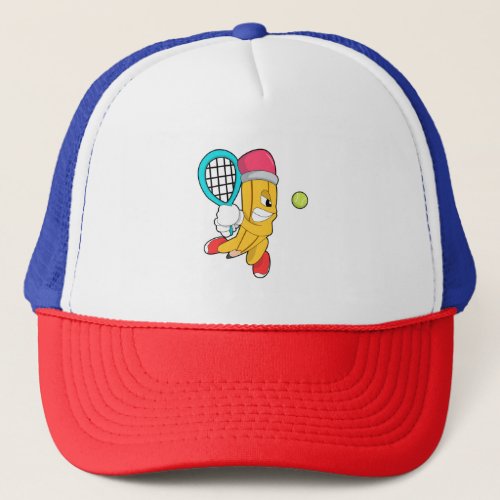 Pencil at Tennis with Tennis racket Trucker Hat