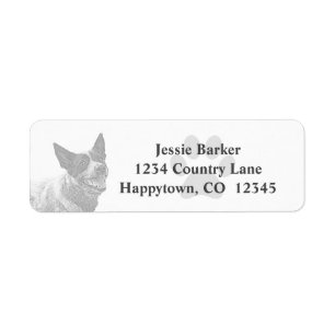 Pencil Australian Cattle Dog Return Address Label