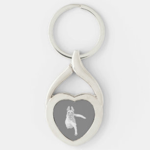 Pencil Belgian Malinois Heart Key Chain