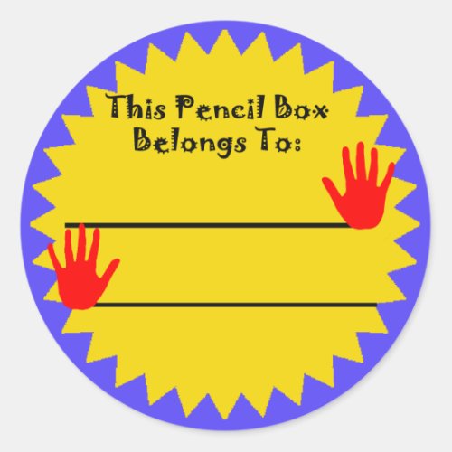 Pencil box belongs classic round sticker