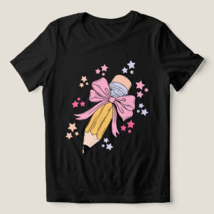 Pencil Coquette Bow Pink Back To School Teachers  Tri-Blend Shirt