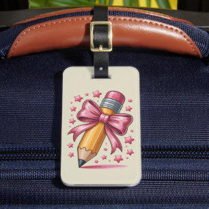 Pencil Coquette Bow Teacher Appreciation School Luggage Tag