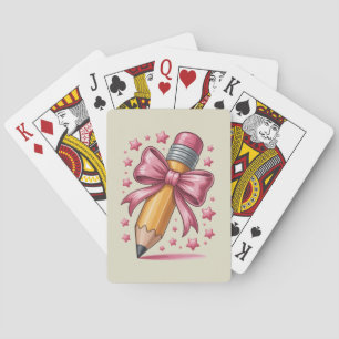 Pencil Coquette Bow Teacher Appreciation School Poker Cards