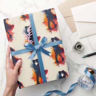 Pencil Draw Valentine's Day Wrapping Paper