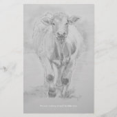 Pencil Drawing of a Cow walking towards you (Front)