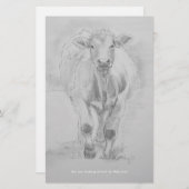 Pencil Drawing of a Cow walking towards you (Front/Back)