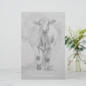 Pencil Drawing of a Cow walking towards you (Standing Front)