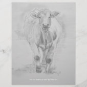 Pencil Drawing of a Cow walking towards you (Front)