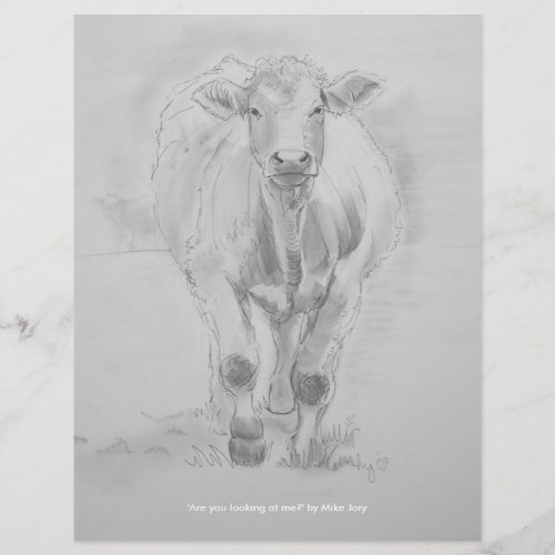 Pencil Drawing of a Cow walking towards you